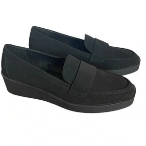Aerosoles Wedge Shoes Womens 11 Black Loafers Almond Toe Cushioned Comfort